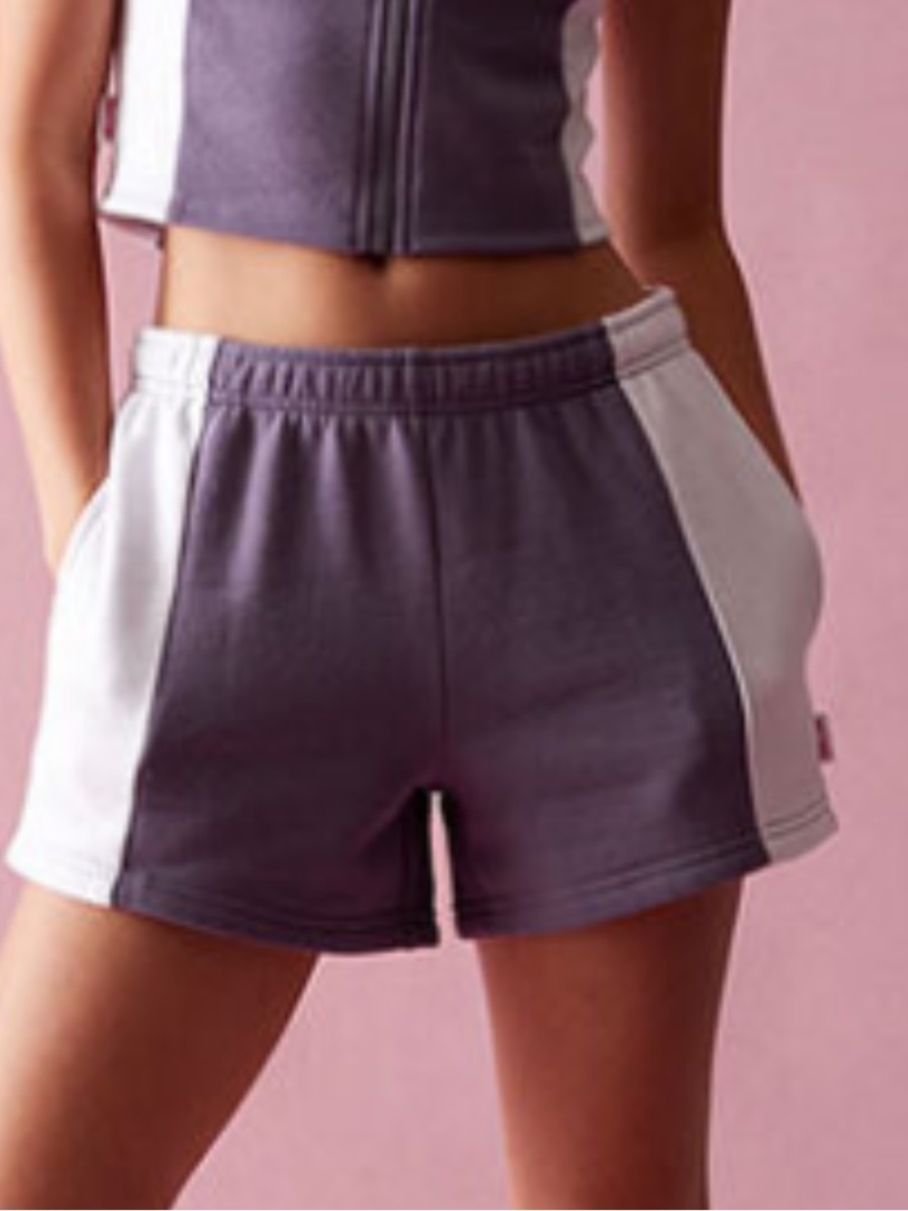 Women's Two-Tone Purple & White Athletic working out Shorts
